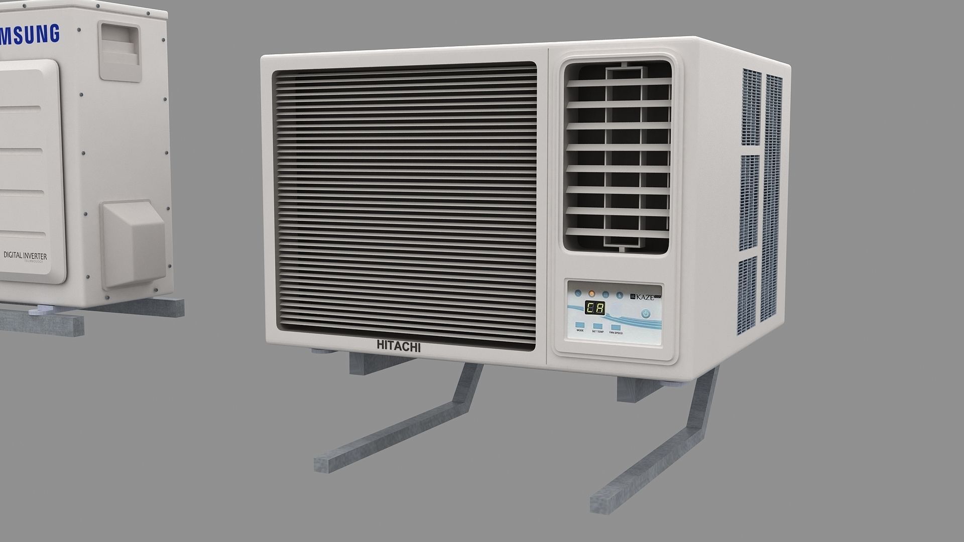 Air Conditioner Window Outdoor Low-poly 3D model_30