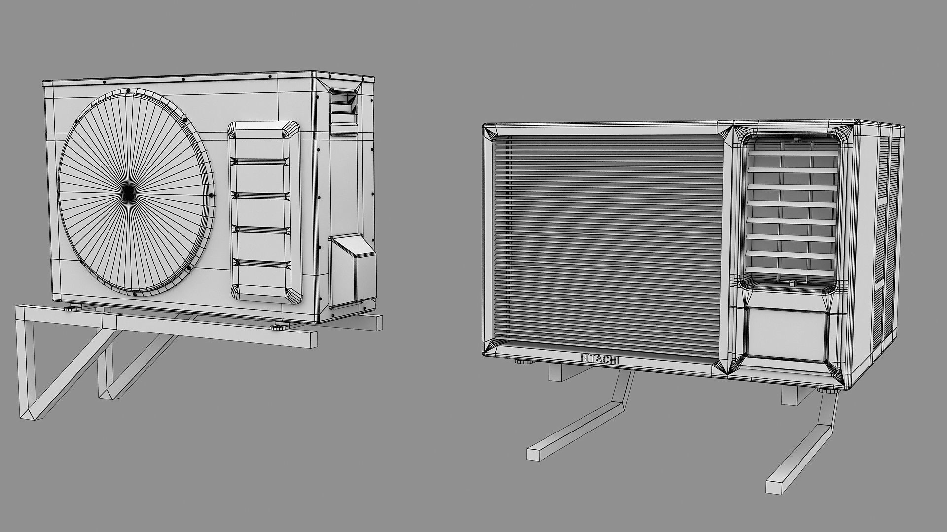 Air Conditioner Window Outdoor Low-poly 3D model_13