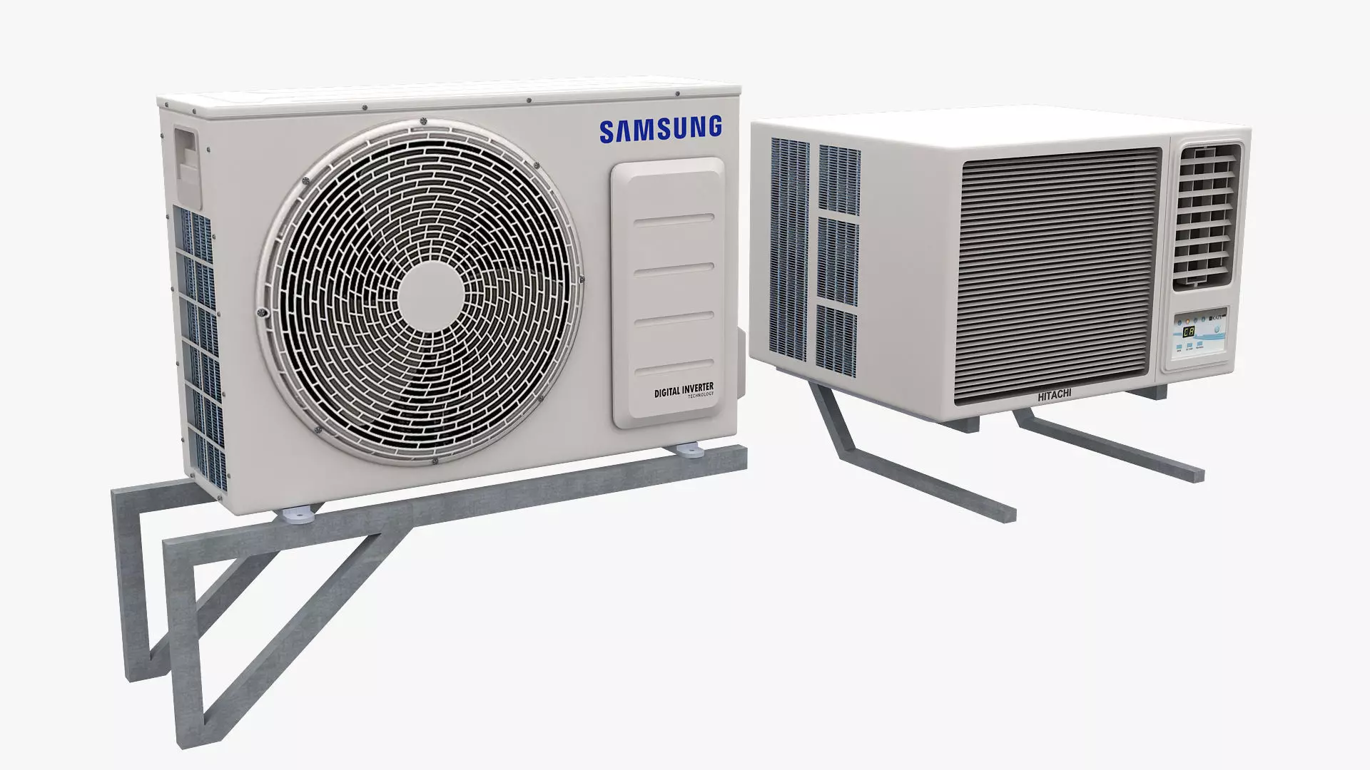 Air Conditioner Window Outdoor Low-poly 3D model_0