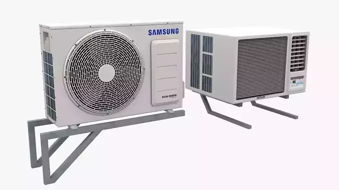 Air Conditioner Window Outdoor Low-poly 3D model