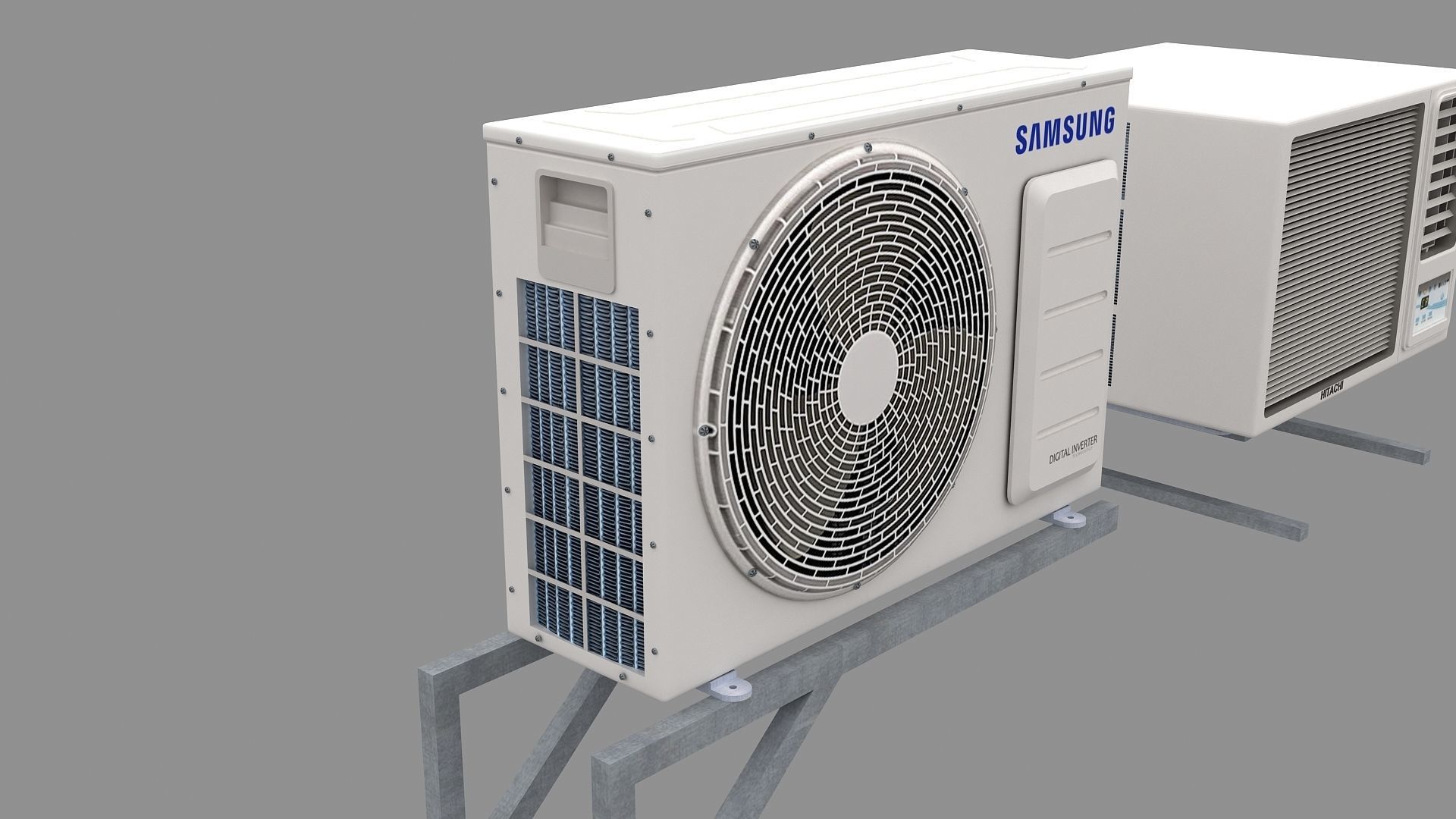 Air Conditioner Window Outdoor Low-poly 3D model_20