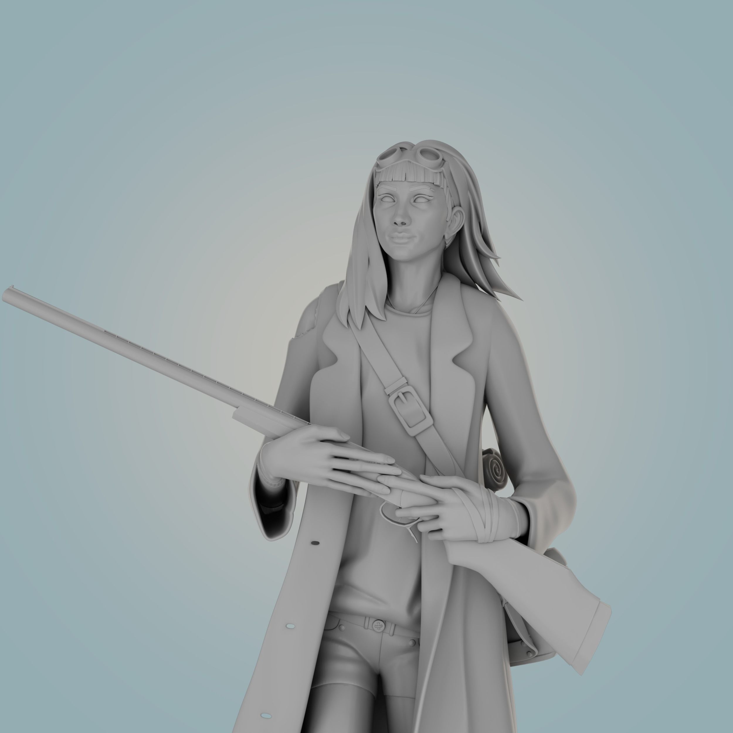 Wanderer statue of man holding cane 3D print model_6