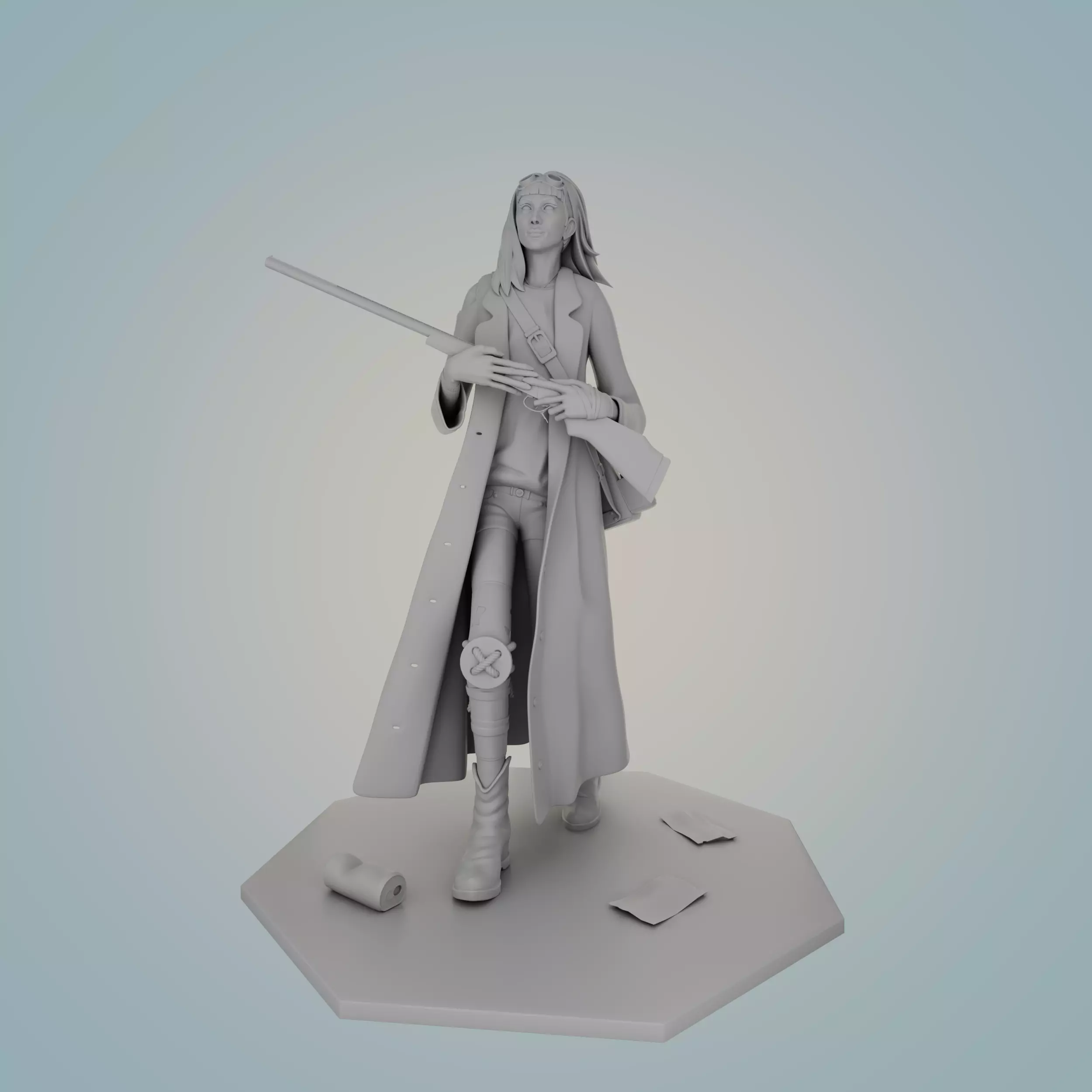 Wanderer statue of man holding cane 3D print model_0