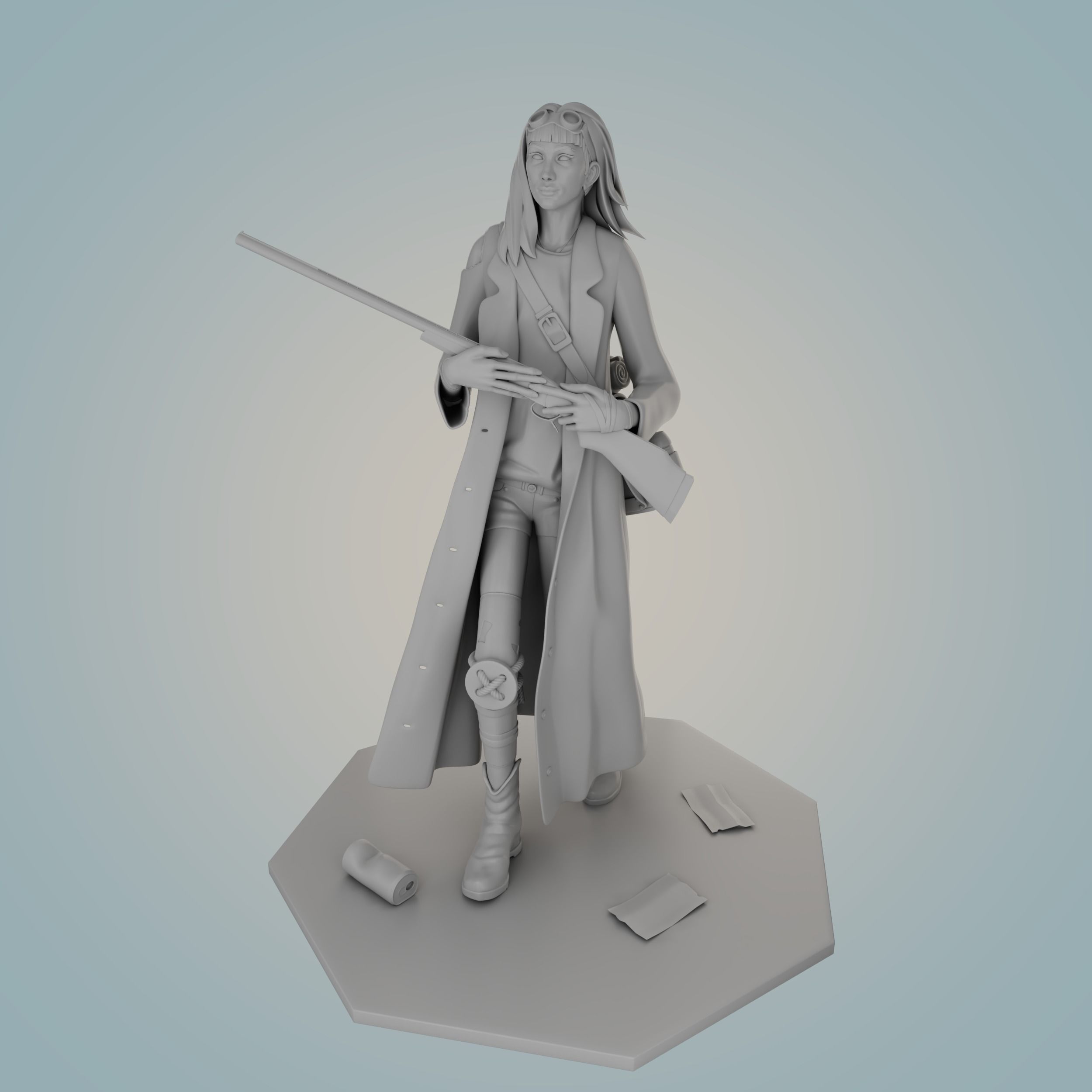 Wanderer statue of man holding cane 3D print model_1