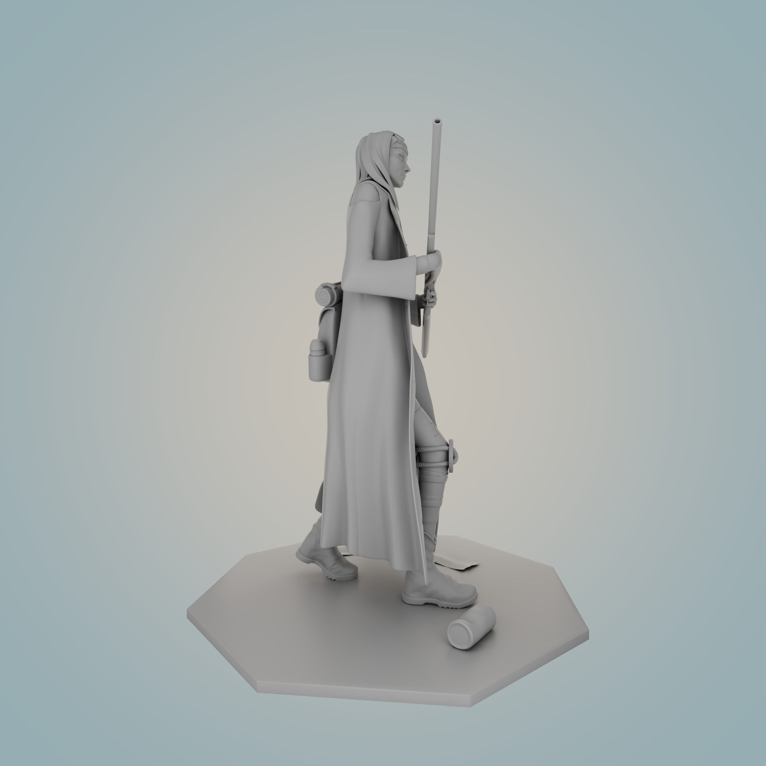 Wanderer statue of man holding cane 3D print model_2