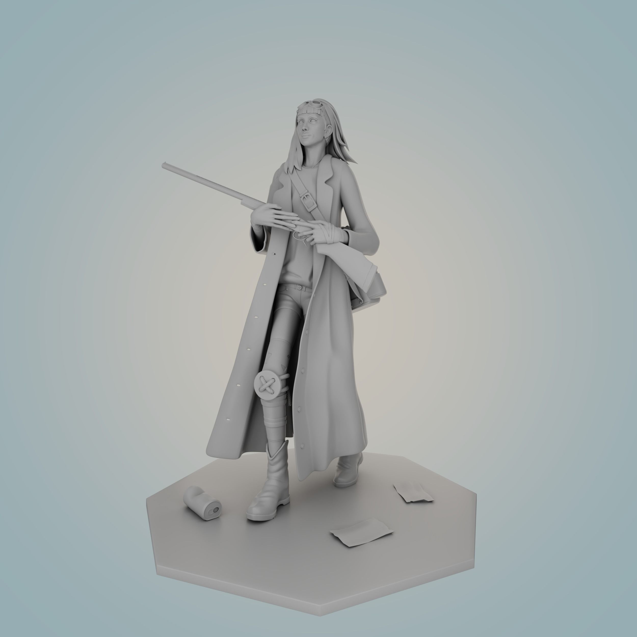 Wanderer statue of man holding cane 3D print model_4