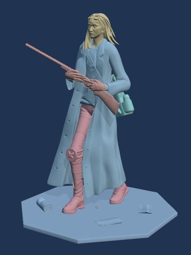 Wanderer statue of man holding cane 3D print model_9