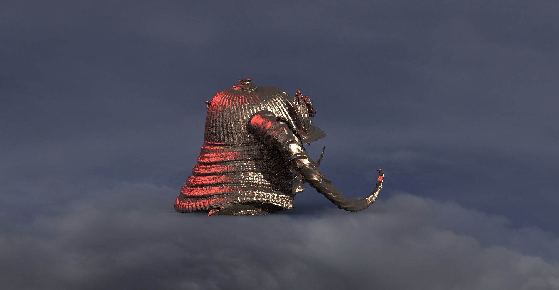 Samurai fantasy helmet horned 3  3D model_1