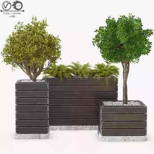 Flowerbox Wood Concrete Vol1 3D model