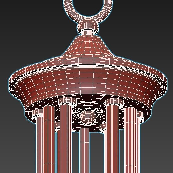 lazzaro chandelier with six lights and metal frame 3D model_4