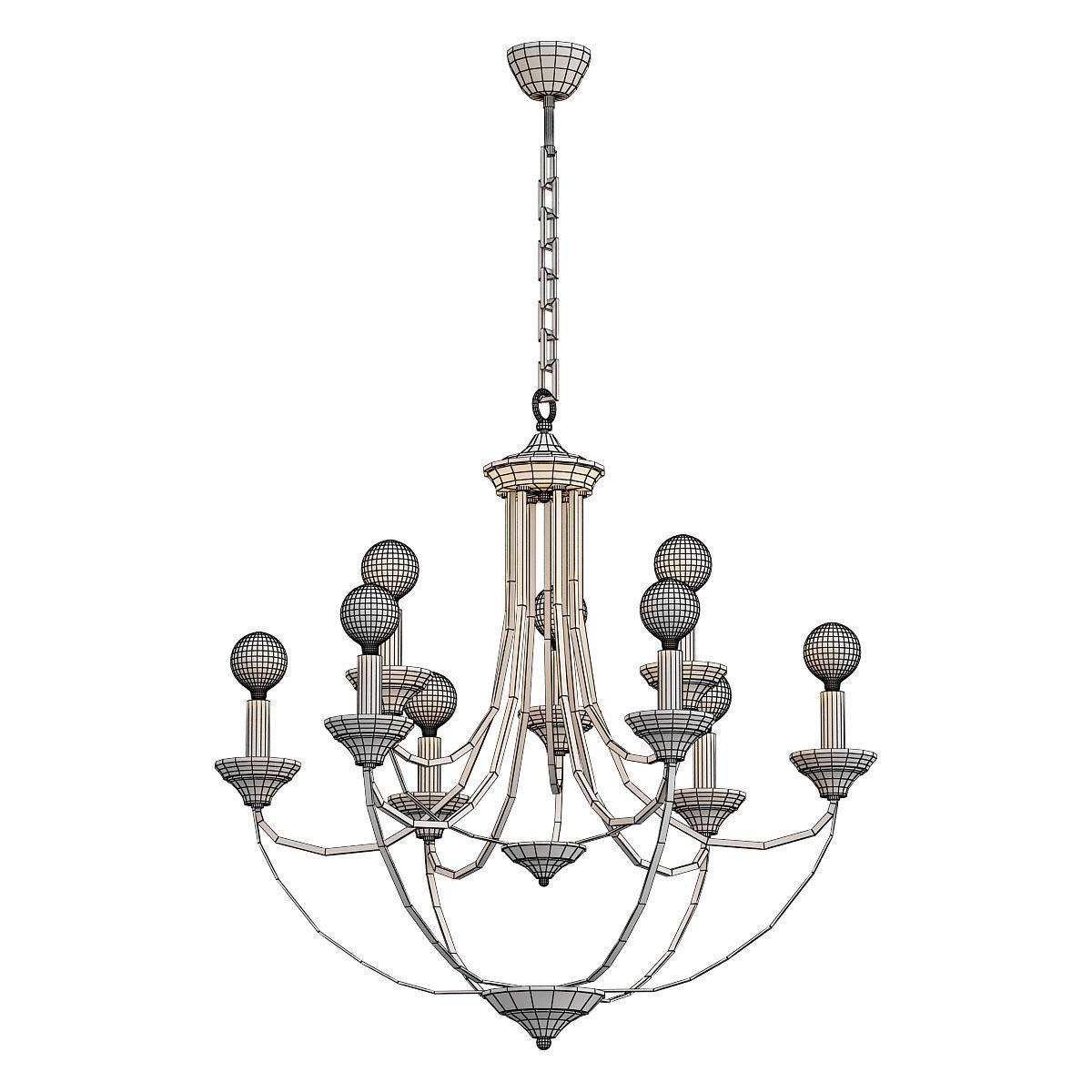 lazzaro chandelier with six lights and metal frame 3D model_1