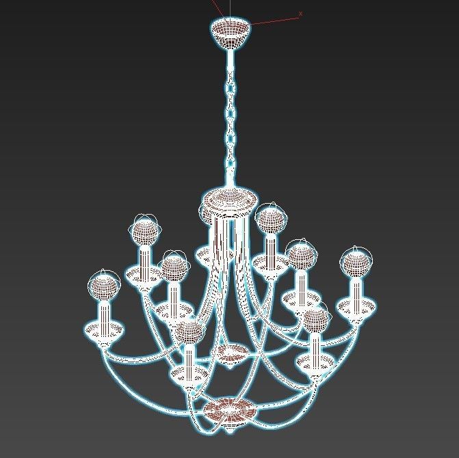 lazzaro chandelier with six lights and metal frame 3D model_2