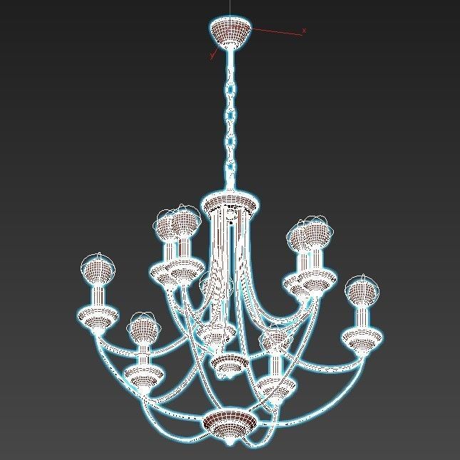 lazzaro chandelier with six lights and metal frame 3D model_3