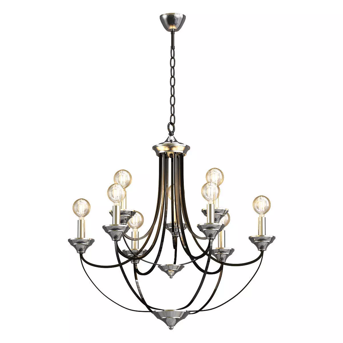 lazzaro chandelier with six lights and metal frame 3D model_0
