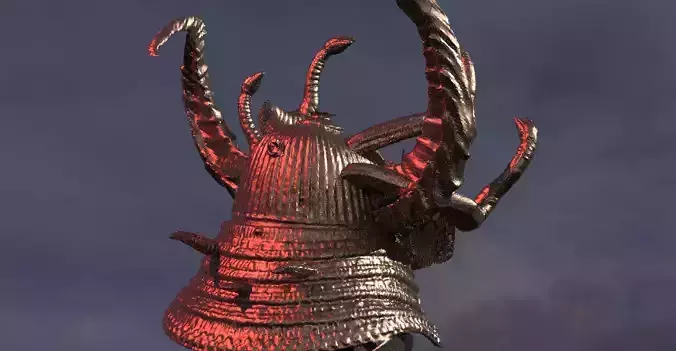 Samurai fantasy helmet horned snakes  3D model