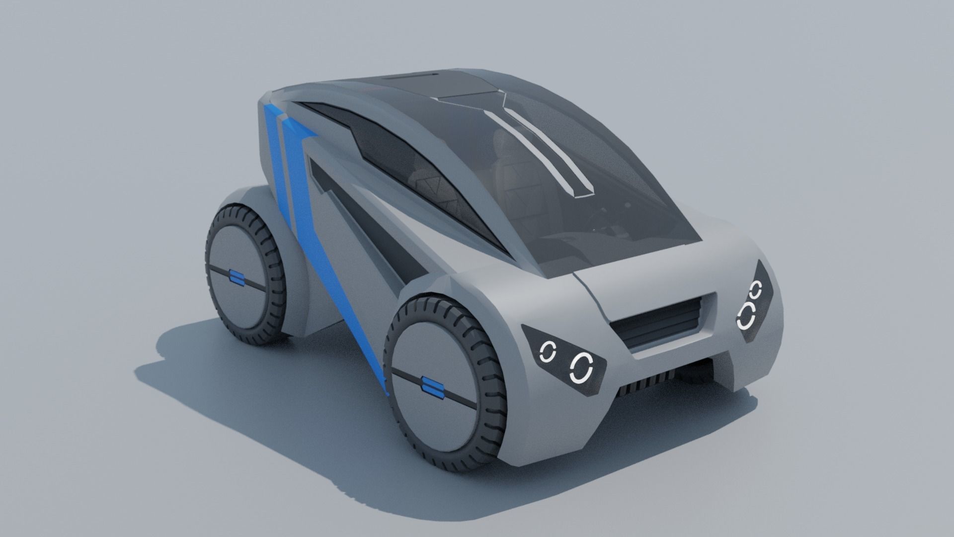 Sci-fi car Low-poly 3D model_10