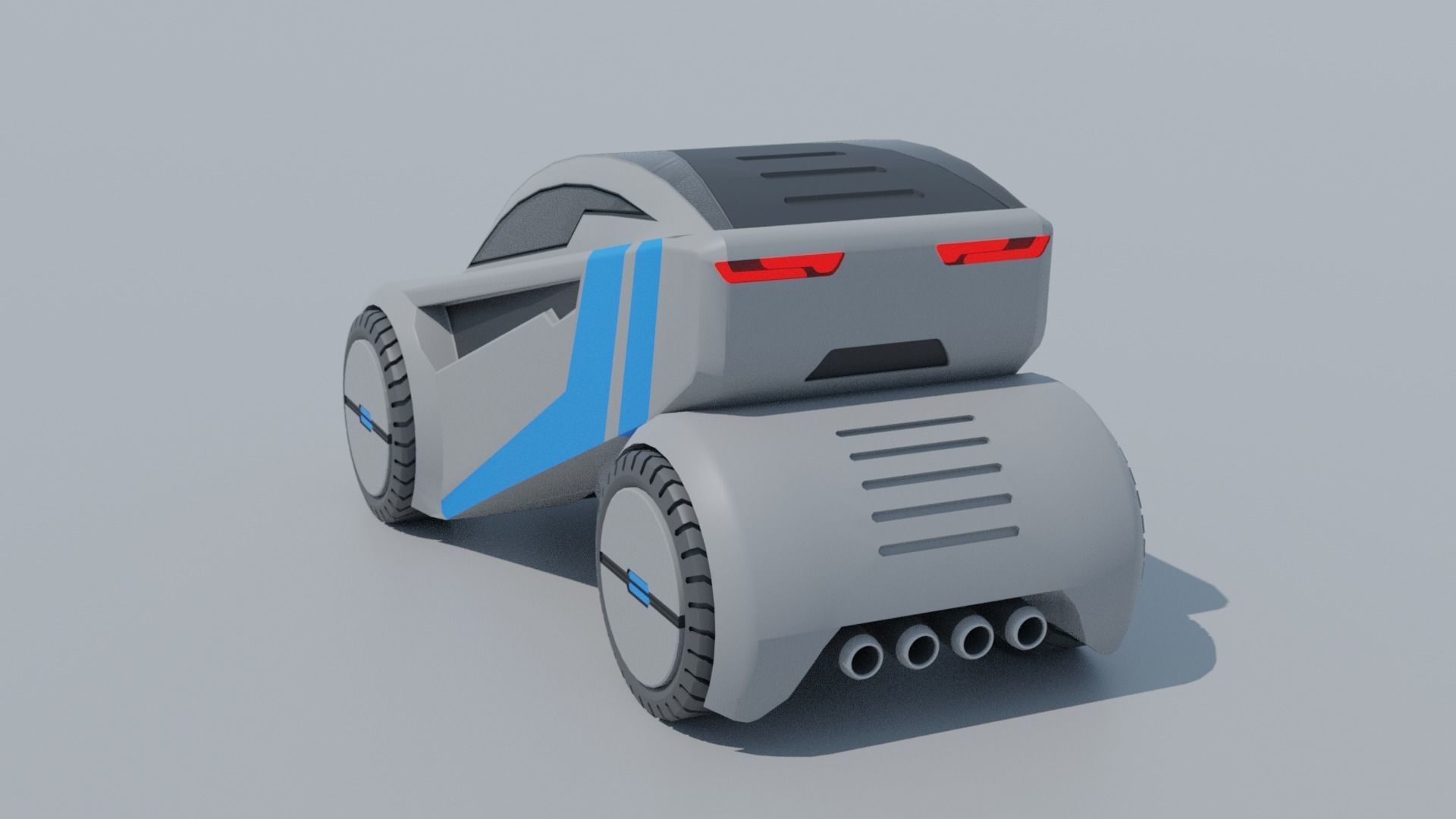 Sci-fi car Low-poly 3D model_6