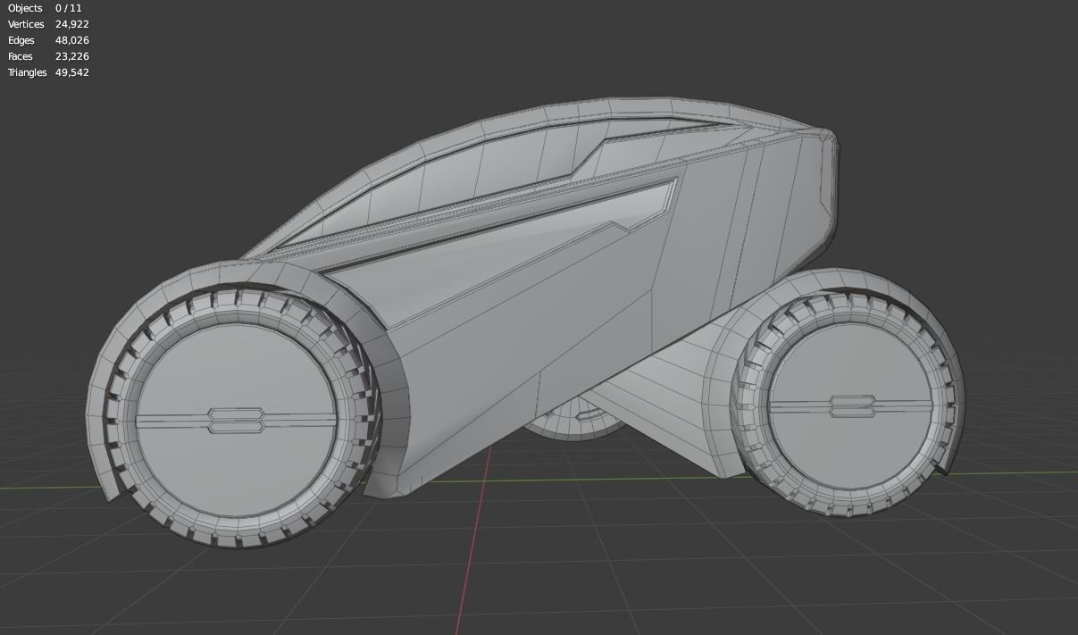 Sci-fi car Low-poly 3D model_12
