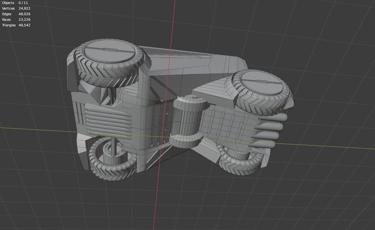 Sci-fi car Low-poly 3D model_14