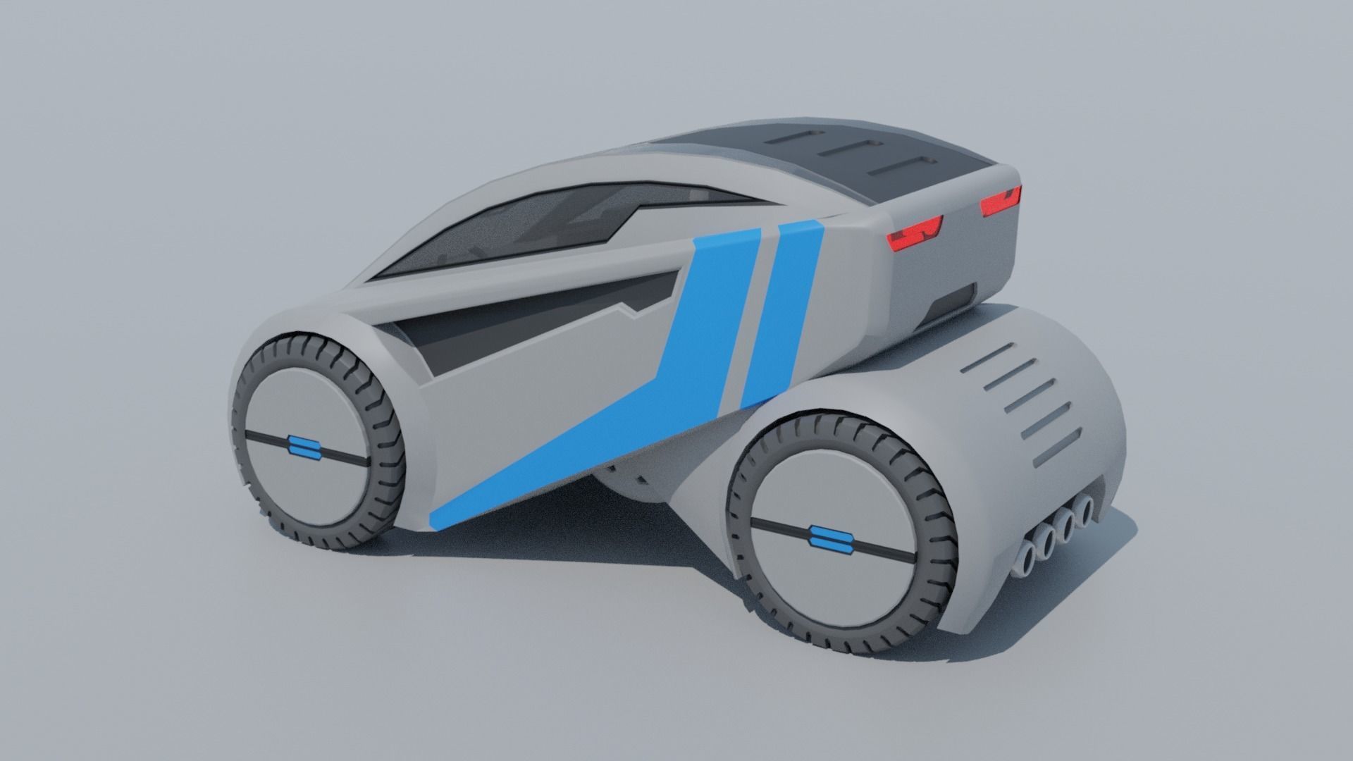 Sci-fi car Low-poly 3D model_5