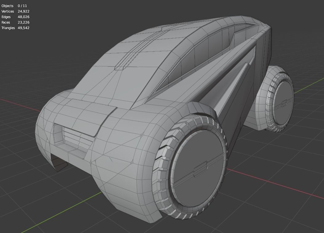 Sci-fi car Low-poly 3D model_11