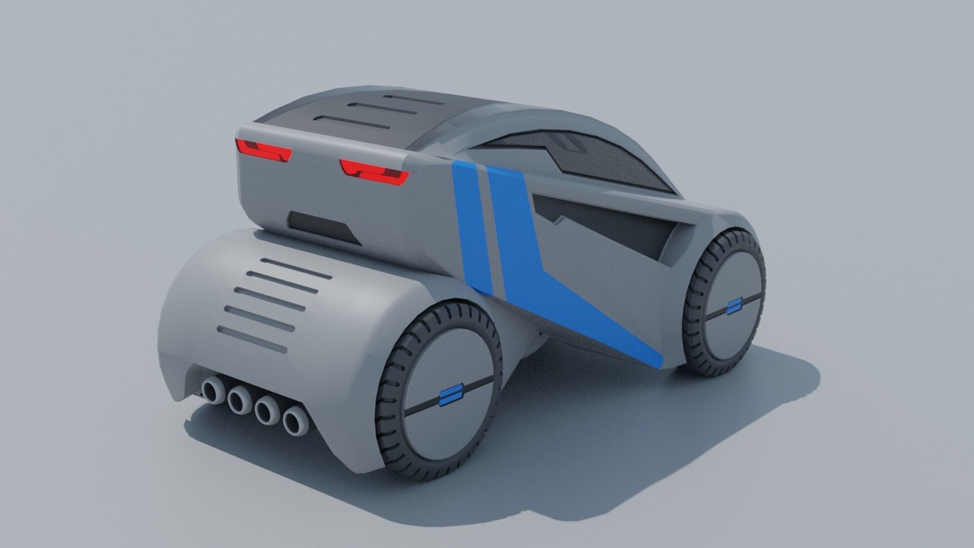 Sci-fi car Low-poly 3D model_7
