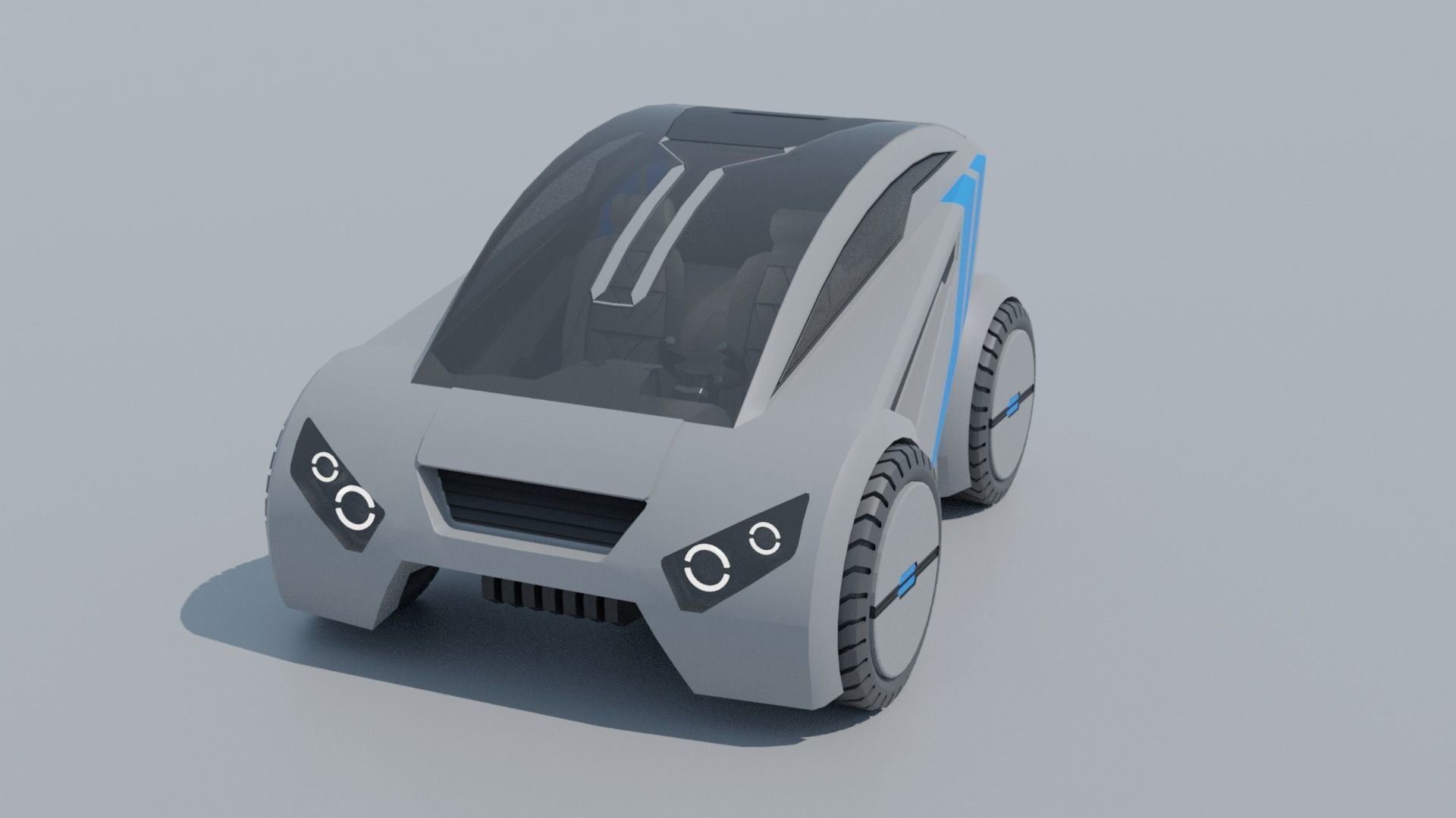 Sci-fi car Low-poly 3D model_2