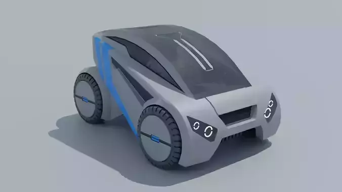 Sci-fi car Low-poly 3D model