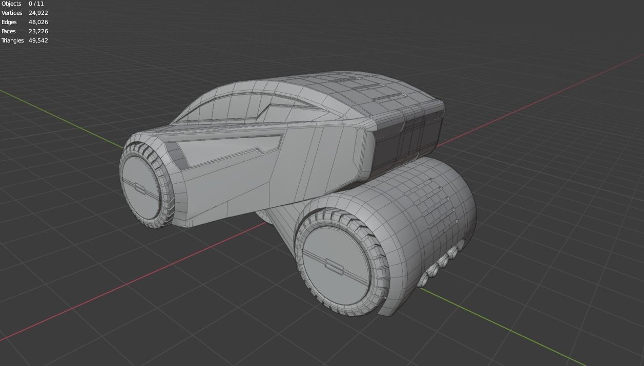 Sci-fi car Low-poly 3D model_13