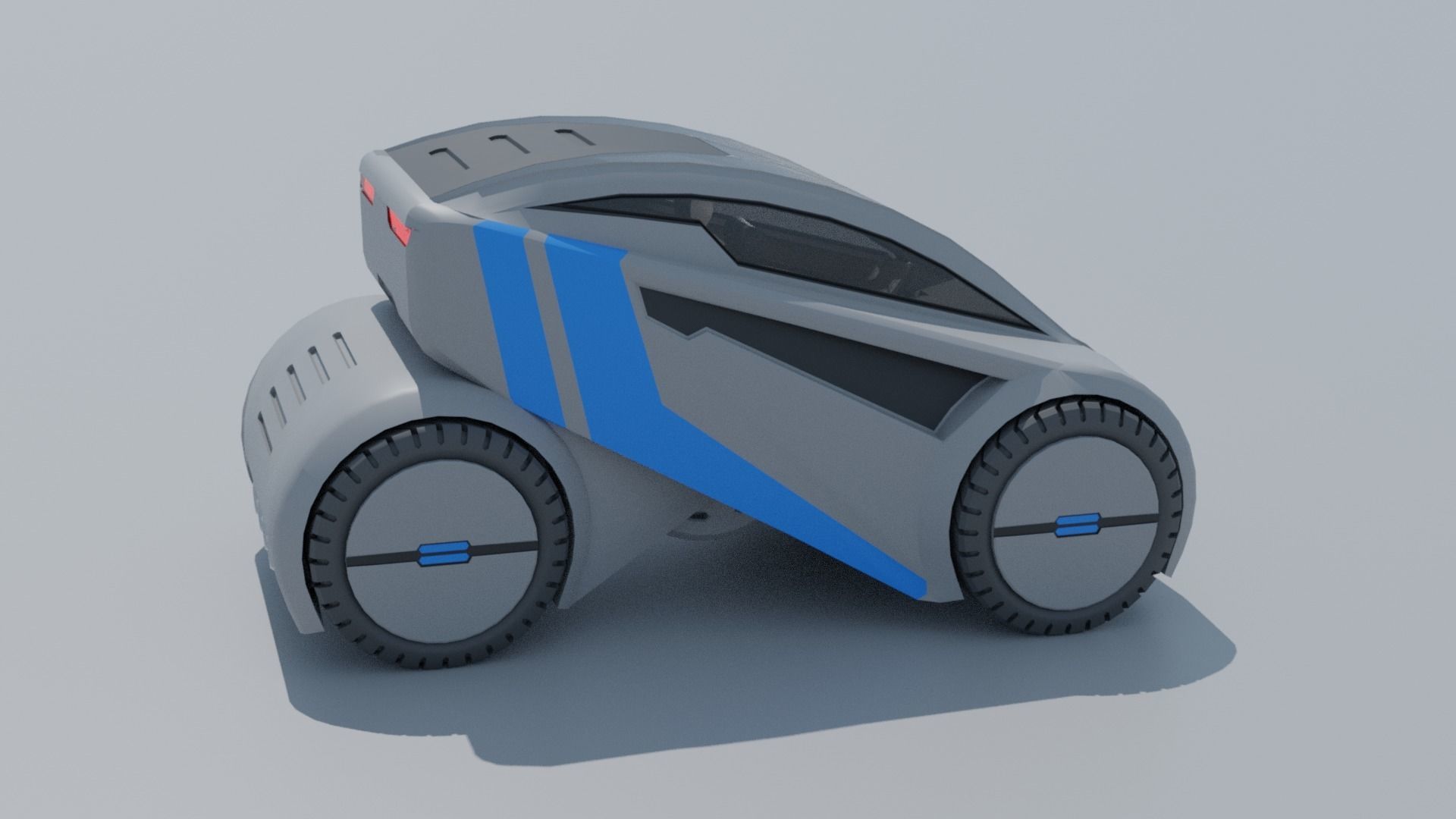Sci-fi car Low-poly 3D model_8
