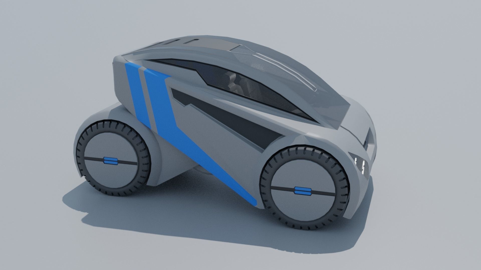 Sci-fi car Low-poly 3D model_9