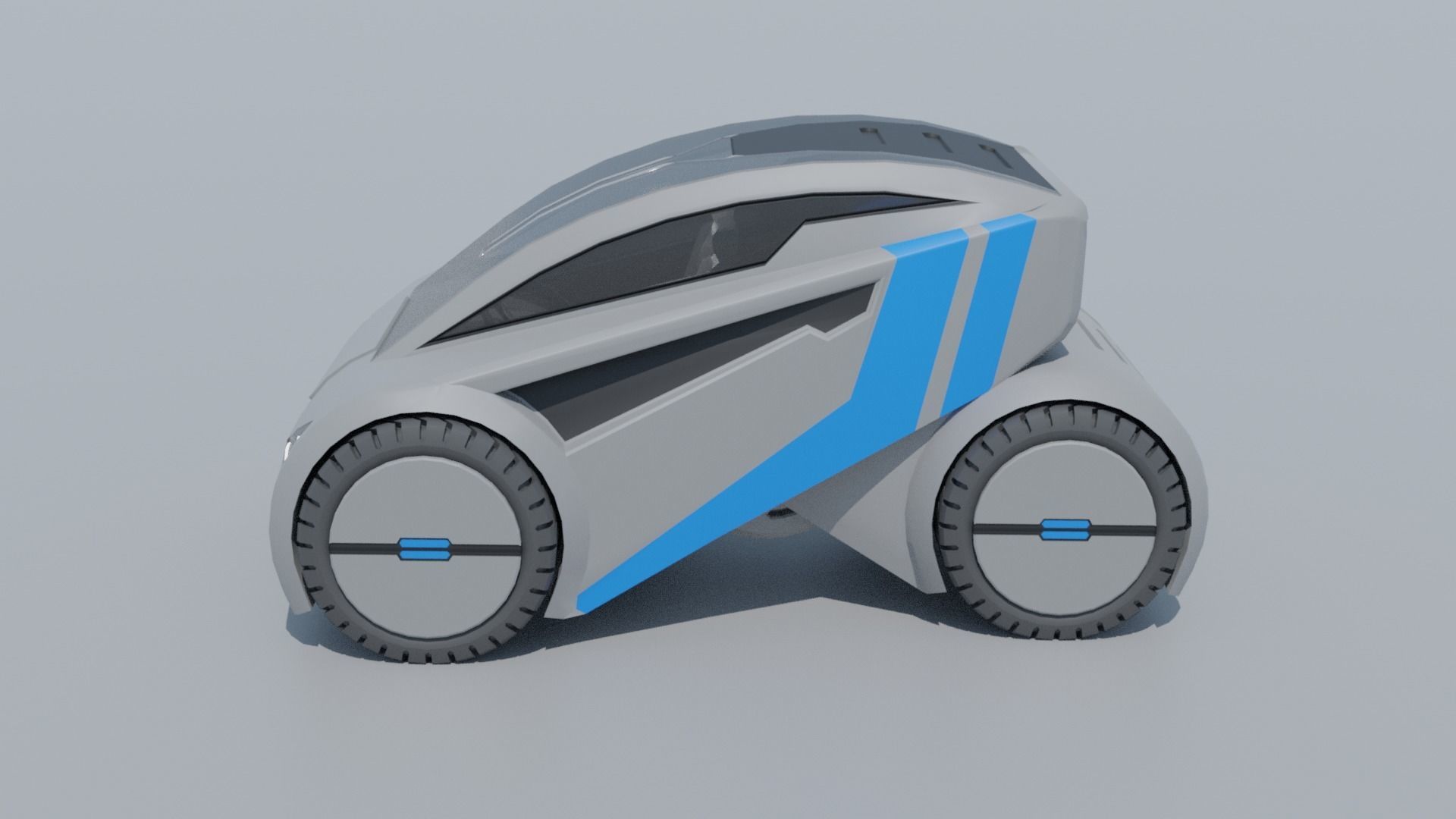 Sci-fi car Low-poly 3D model_4
