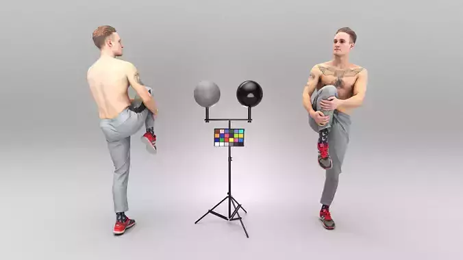 Athletic man stretching leg 366