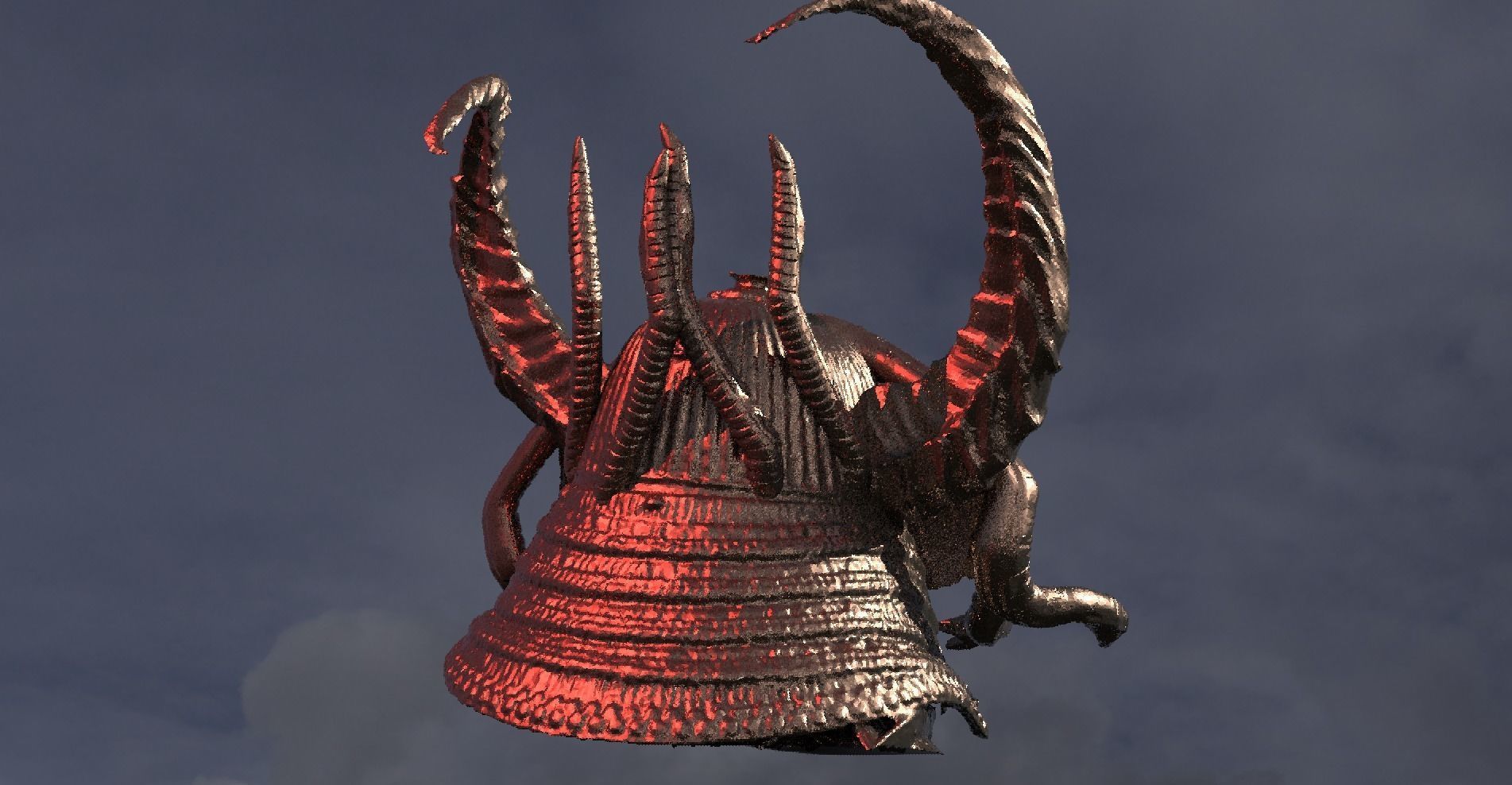 Samurai fantasy helmet horned 6 3D model_1