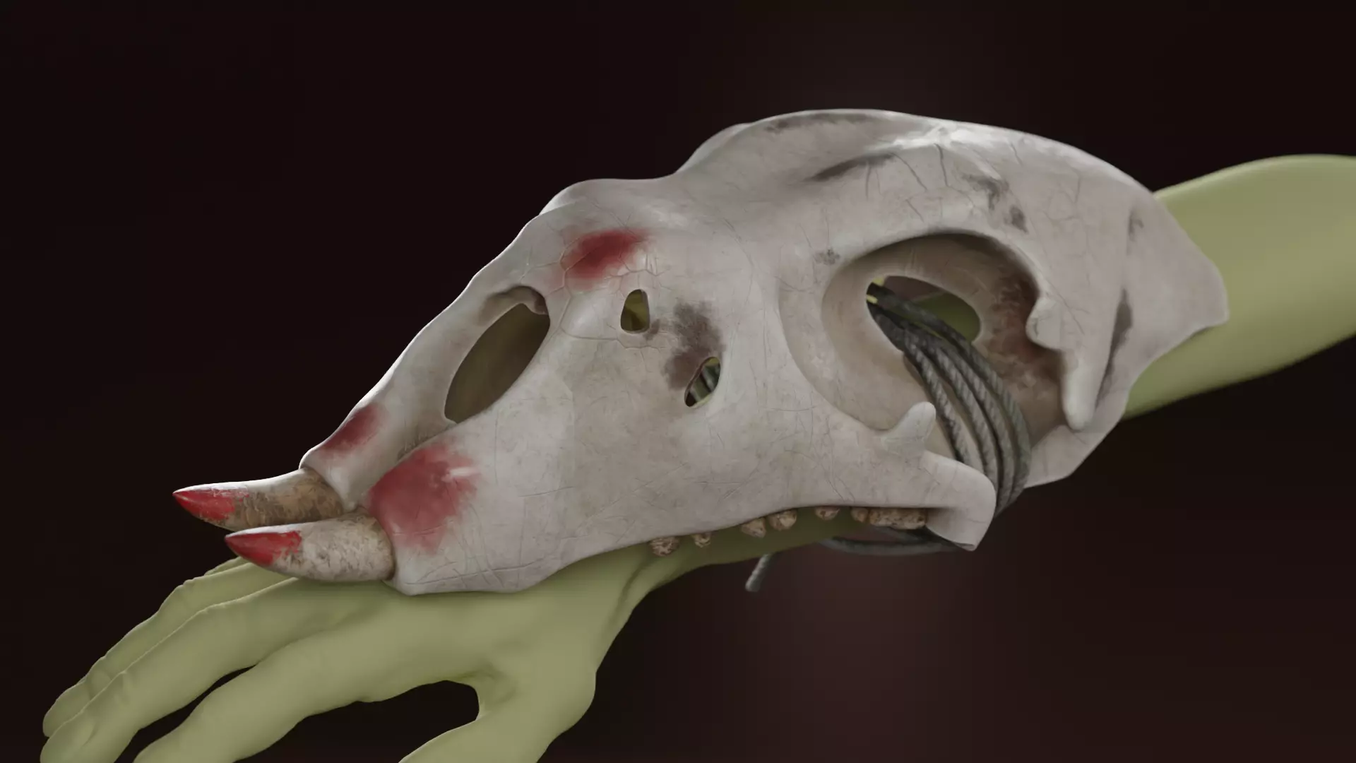 Prehistoric brass knuckles skull Low-poly 3D model_0