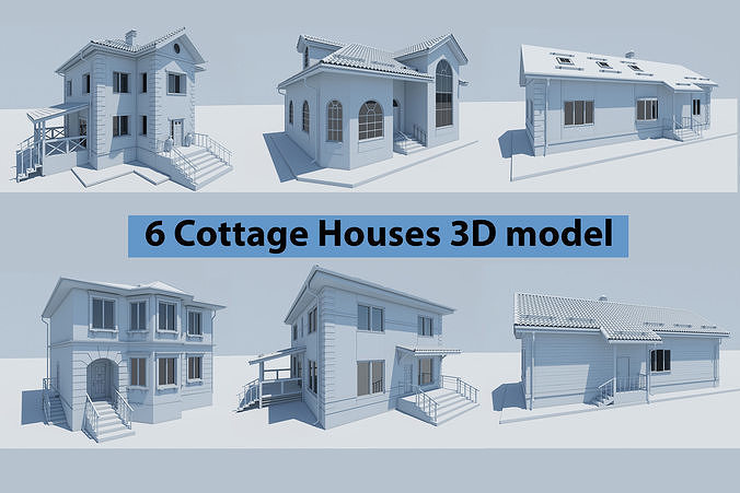 Cottage Houses collection  Low-poly 3D model