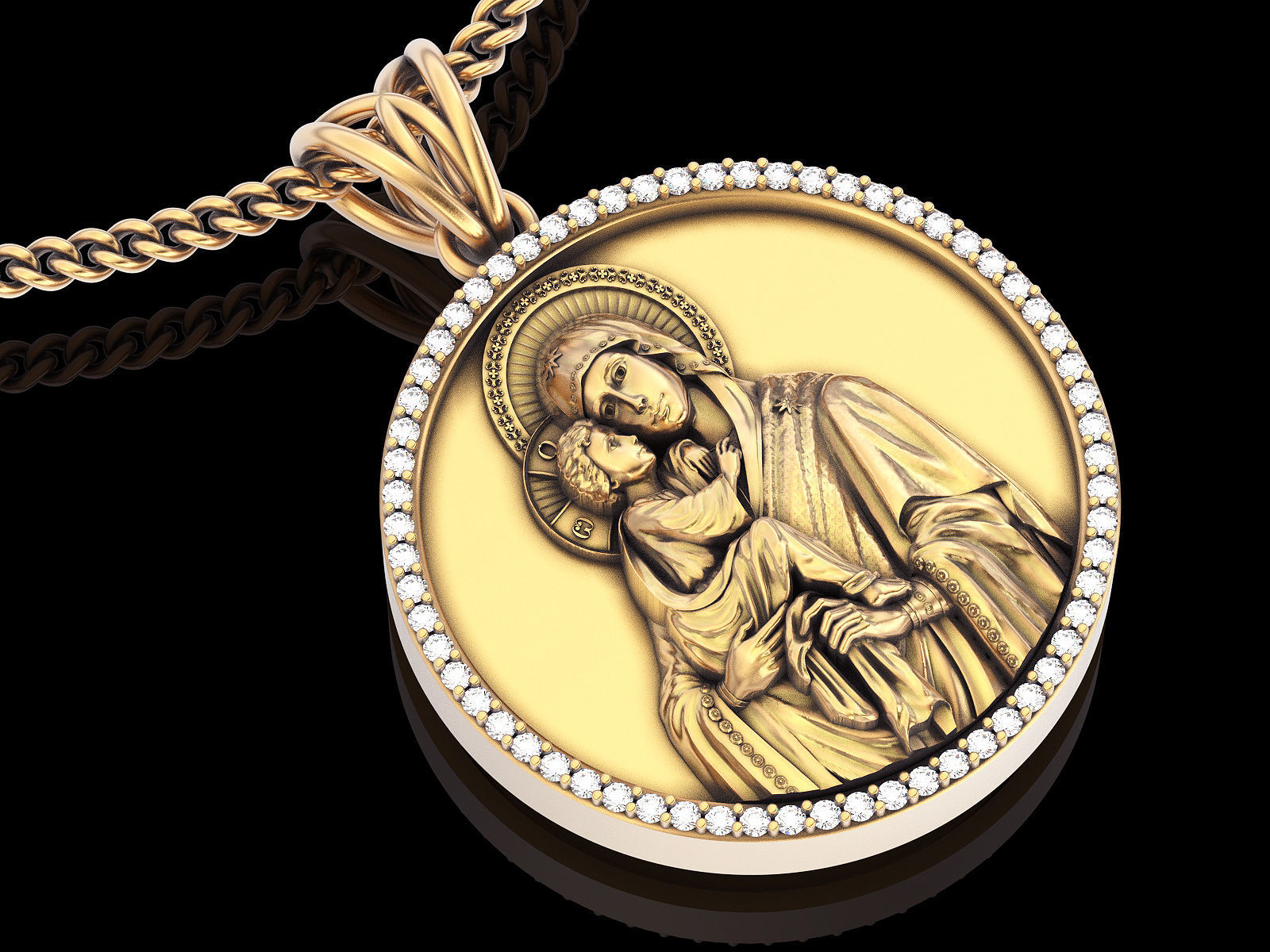 Holly Marry and Jesus pendant gold  printable 3D model 3D print model_4