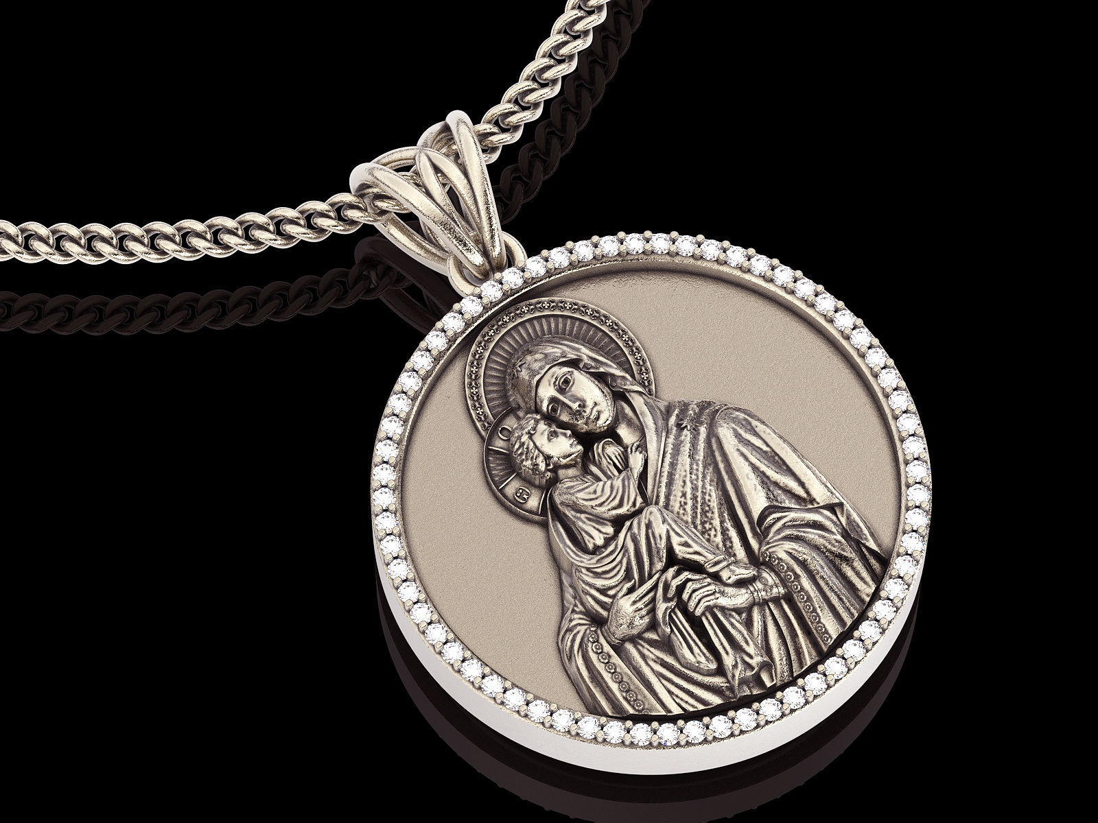 Holly Marry and Jesus pendant gold  printable 3D model 3D print model_1