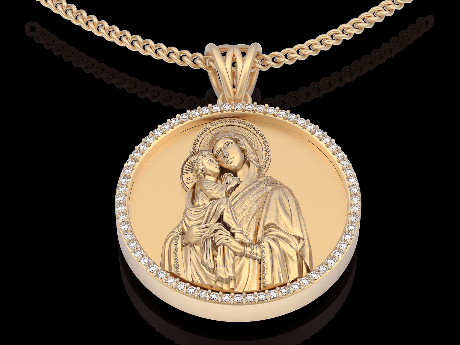 Holly Marry and Jesus pendant gold  printable 3D model 3D print model_5