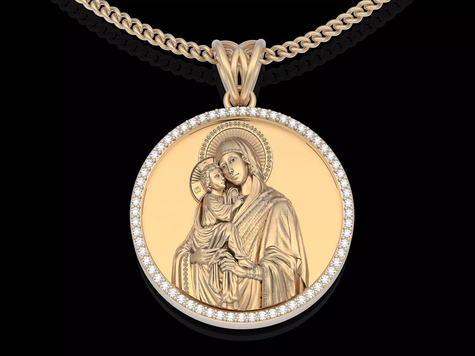 Holly Marry and Jesus pendant gold  printable 3D model 3D print model_0