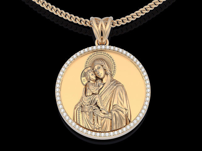 Holly Marry and Jesus pendant gold  printable 3D model 3D print model