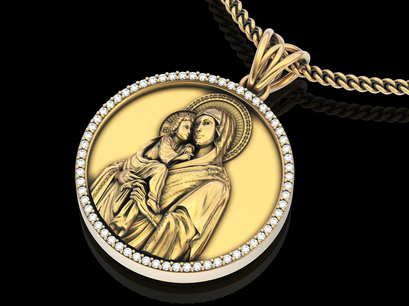 Holly Marry and Jesus pendant gold  printable 3D model 3D print model_2