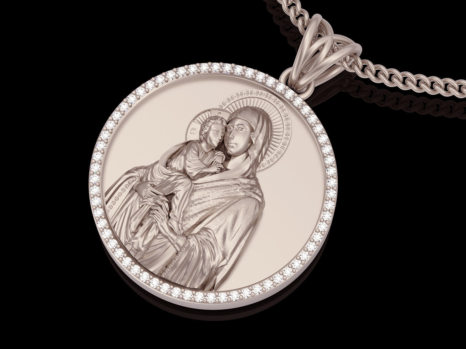 Holly Marry and Jesus pendant gold  printable 3D model 3D print model_6