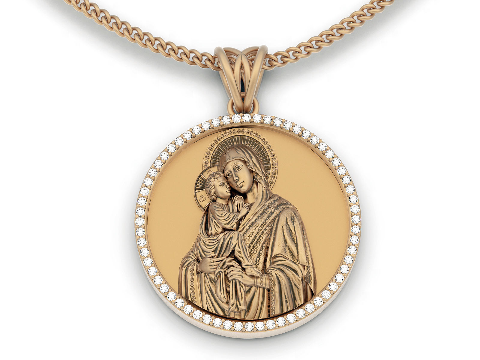 Holly Marry and Jesus pendant gold  printable 3D model 3D print model_3