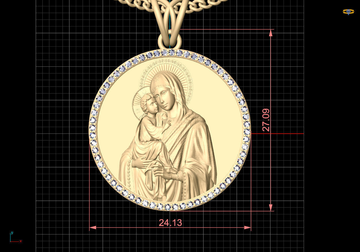 Holly Marry and Jesus pendant gold  printable 3D model 3D print model_7