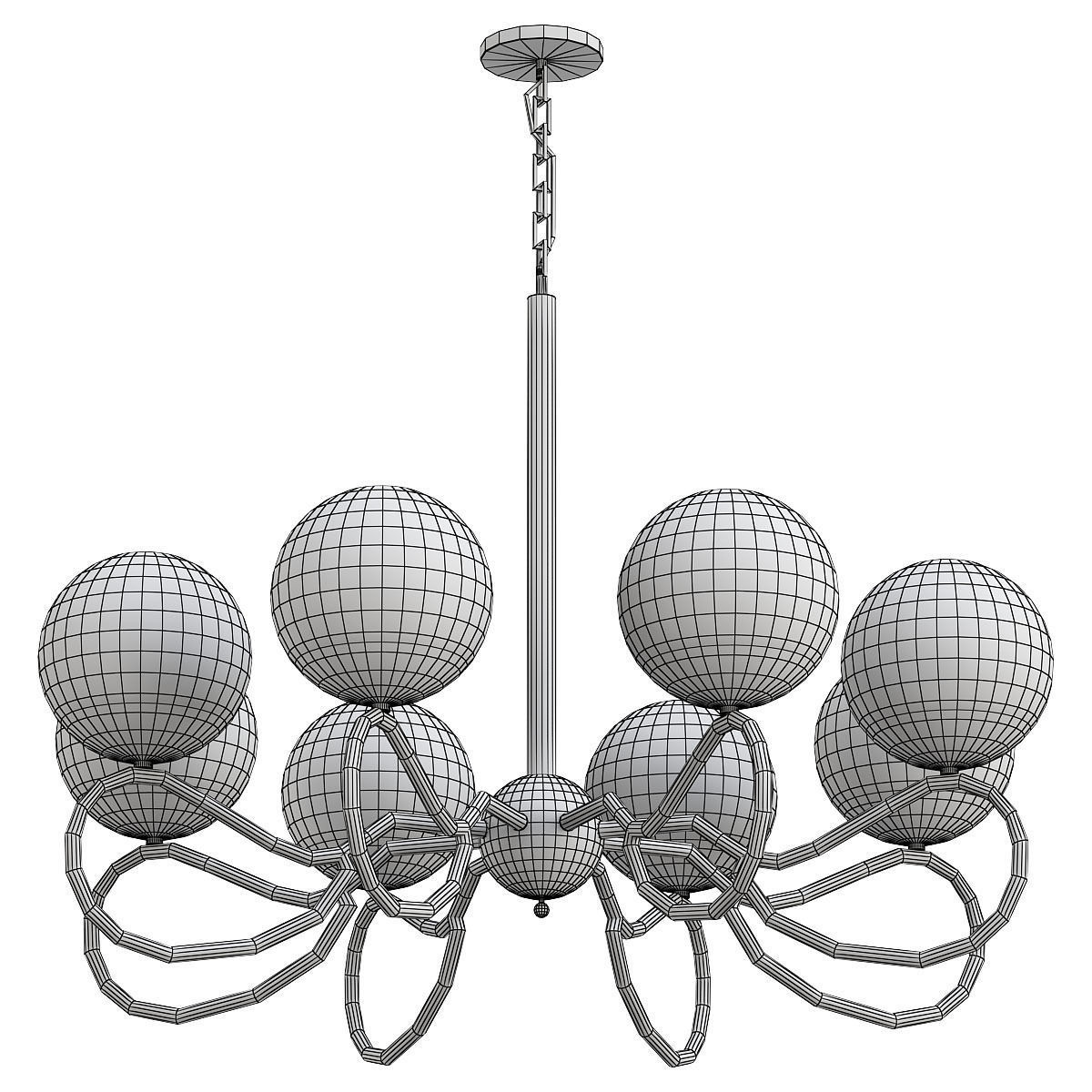 medison chandelier with glass globes and metal 3D model_1