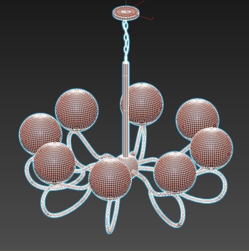 medison chandelier with glass globes and metal 3D model_3