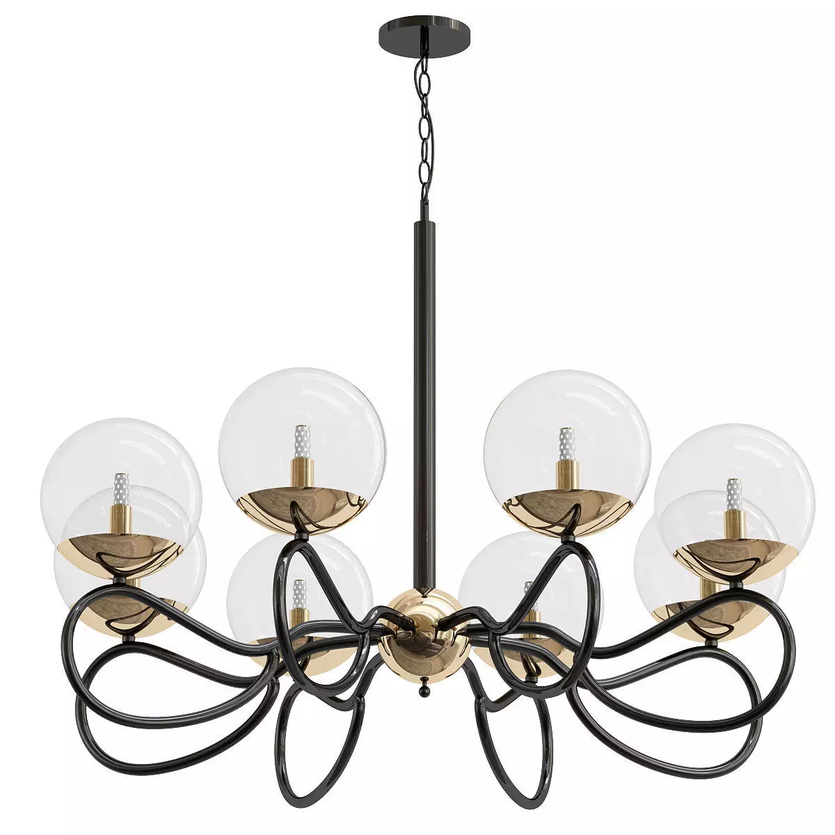 medison chandelier with glass globes and metal 3D model_0