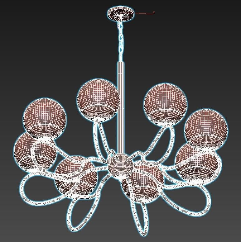 medison chandelier with glass globes and metal 3D model_2