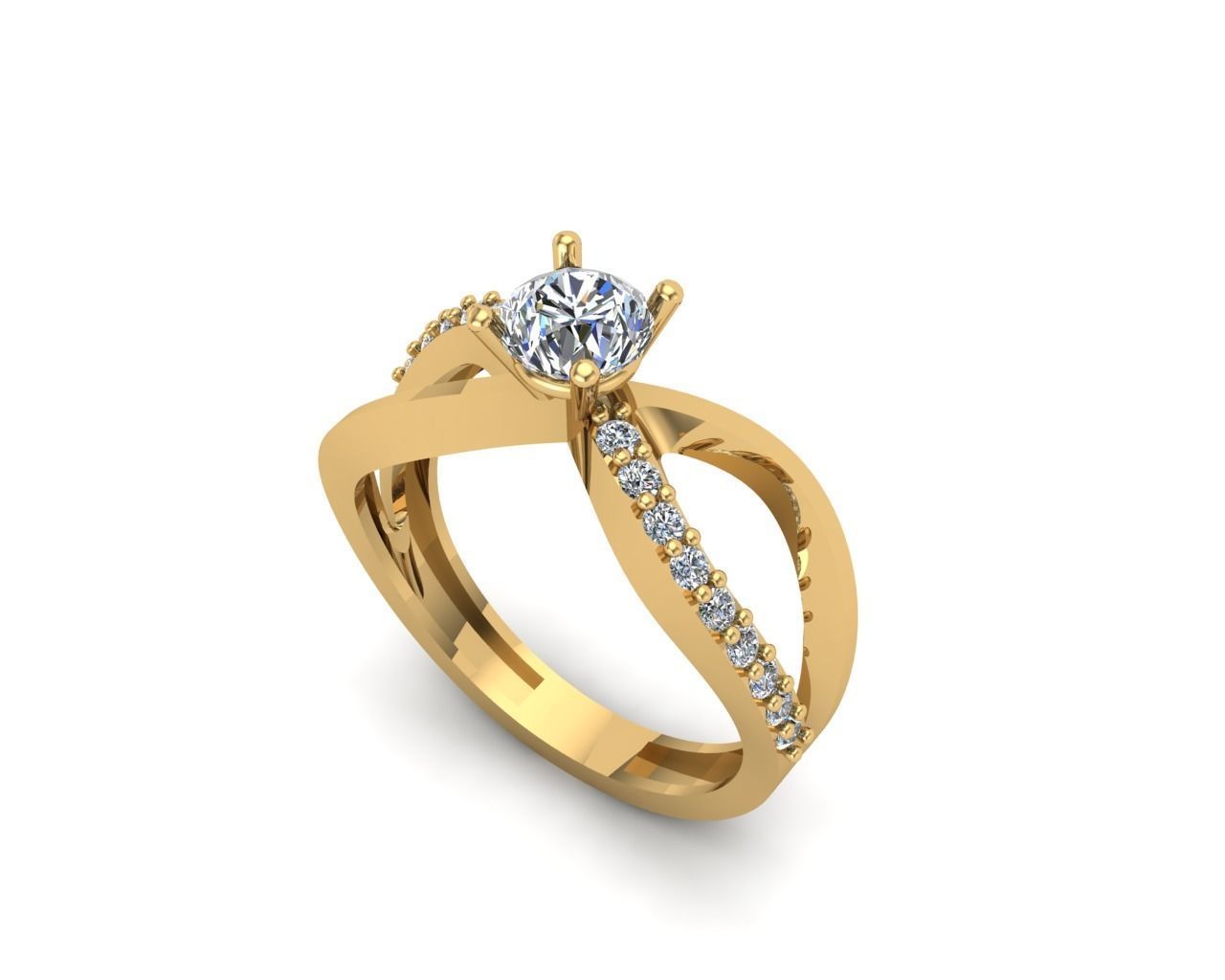 Solitaire ring 3D print model_9